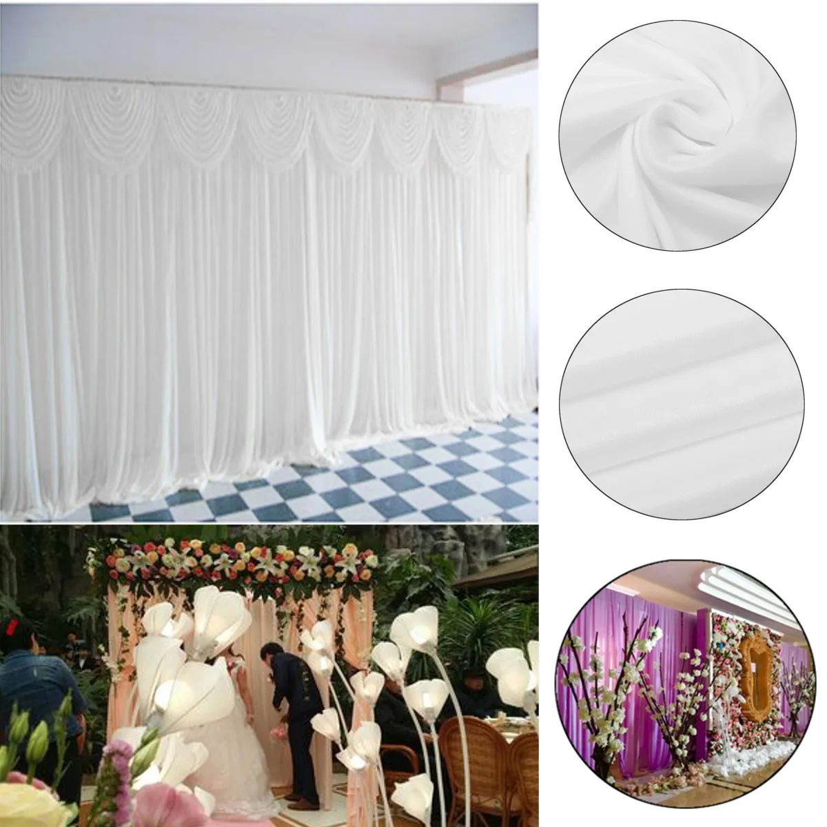 

White Plain Sheer Drape Wedding Stage Background Decoration Wedding Show Backdrop Curtain For Event Party Celebration Decoration