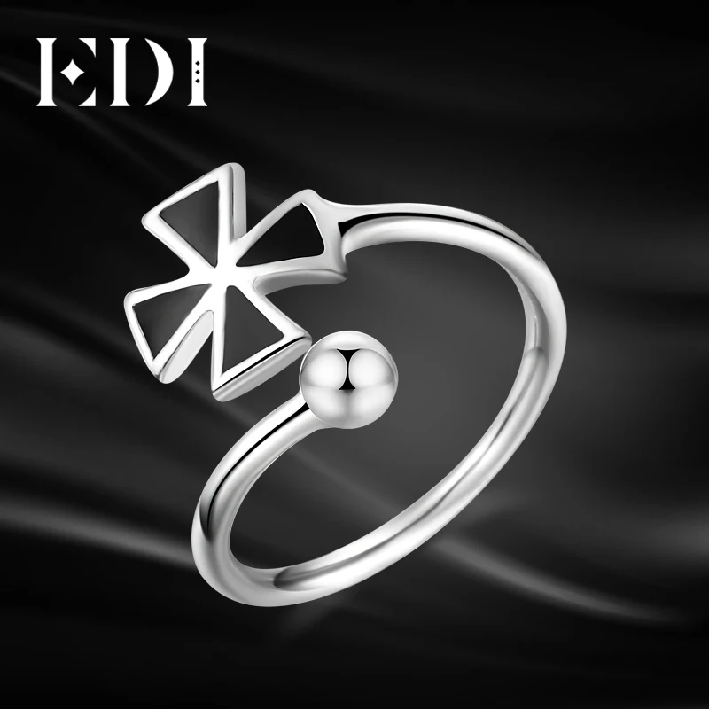 

EDI Genuine Star Flower 100% 925 Sterling Silver Opening Ring For Women Fine Jewelry