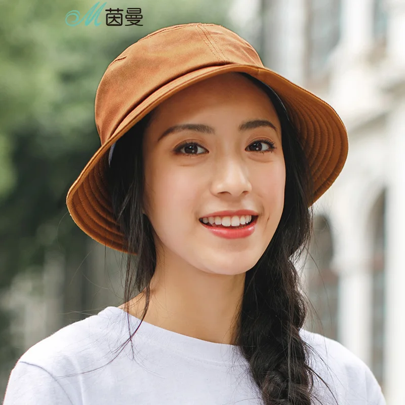 INMAN Bucket Bat Women 100 Cotton Solid Color Sunshade Cap Chic Net