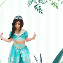 Платье для маленьких девочек платье принцессы для девочек Принцесса Жасмин костюм на Хэллоуин Аладдин волшебные огни платье на день рождения