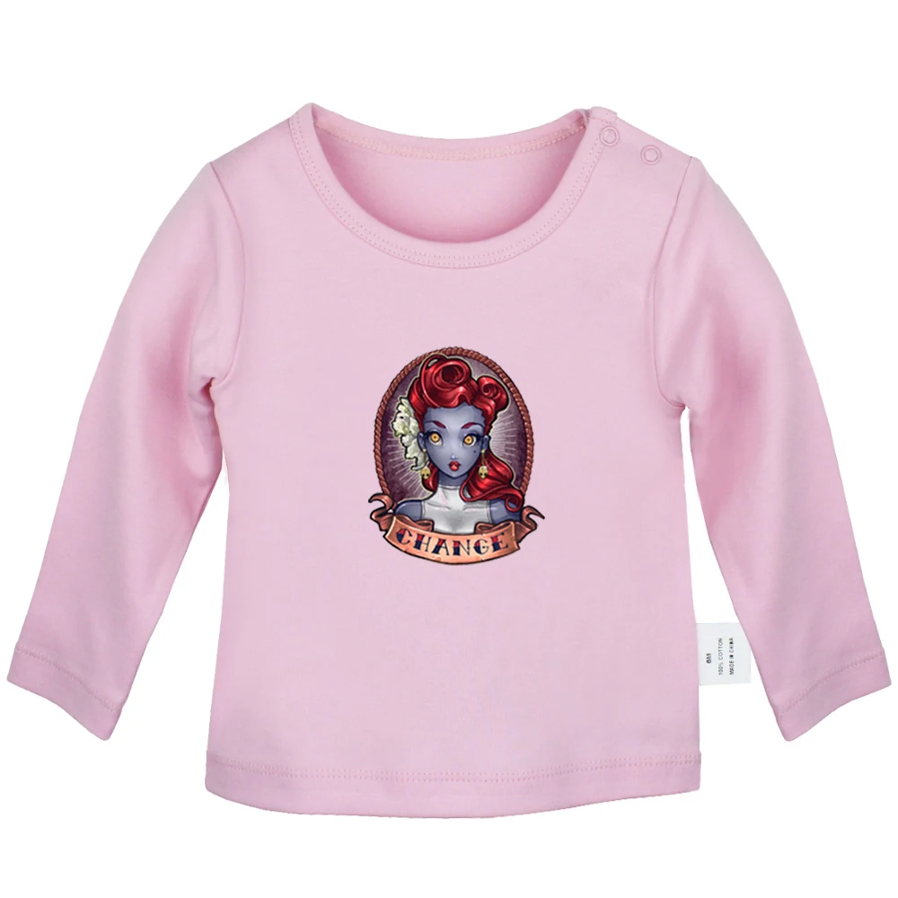 

Tattoo Girl Red hair Princess Pocahontas ice cold Queen Newborn Baby T-Shirts Toddler Graphic Long Sleeve Solid color Tee Tops