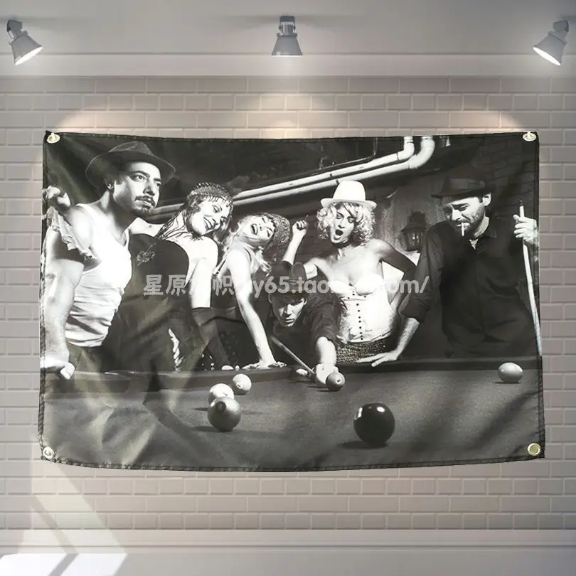 Creative Poster Banners Curtain Clubhouse Billiards Hall Studio Wall Decoration Four Holes Hanging Flags Waterproof Cloth Art | Дом и сад