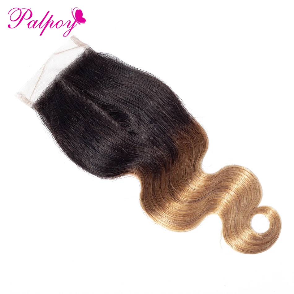 

abdo Pre-Colored Ombre Human Hair Peruvian Body Wave #1B/4/27 Free/Middle/Three Part Lace Closures 8-22 Inch Non Remy Hair