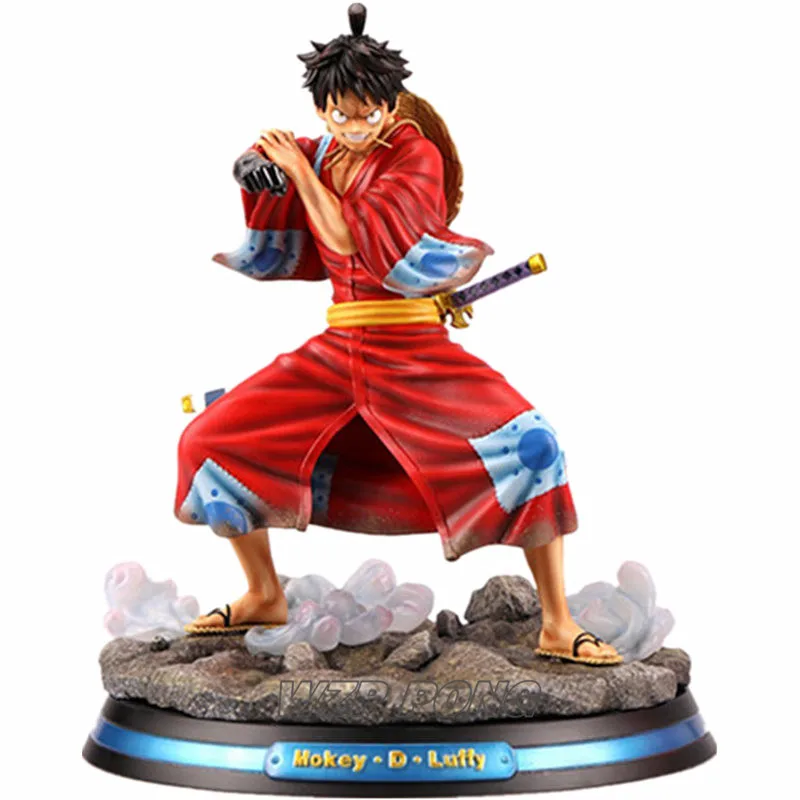 Красный Новая цельная Обезьяна D Luffy кимоно боевой формы статуя резиновая фигурка героя полная длина Коллекционная модель игрушки 29 см - Цвет: Красный