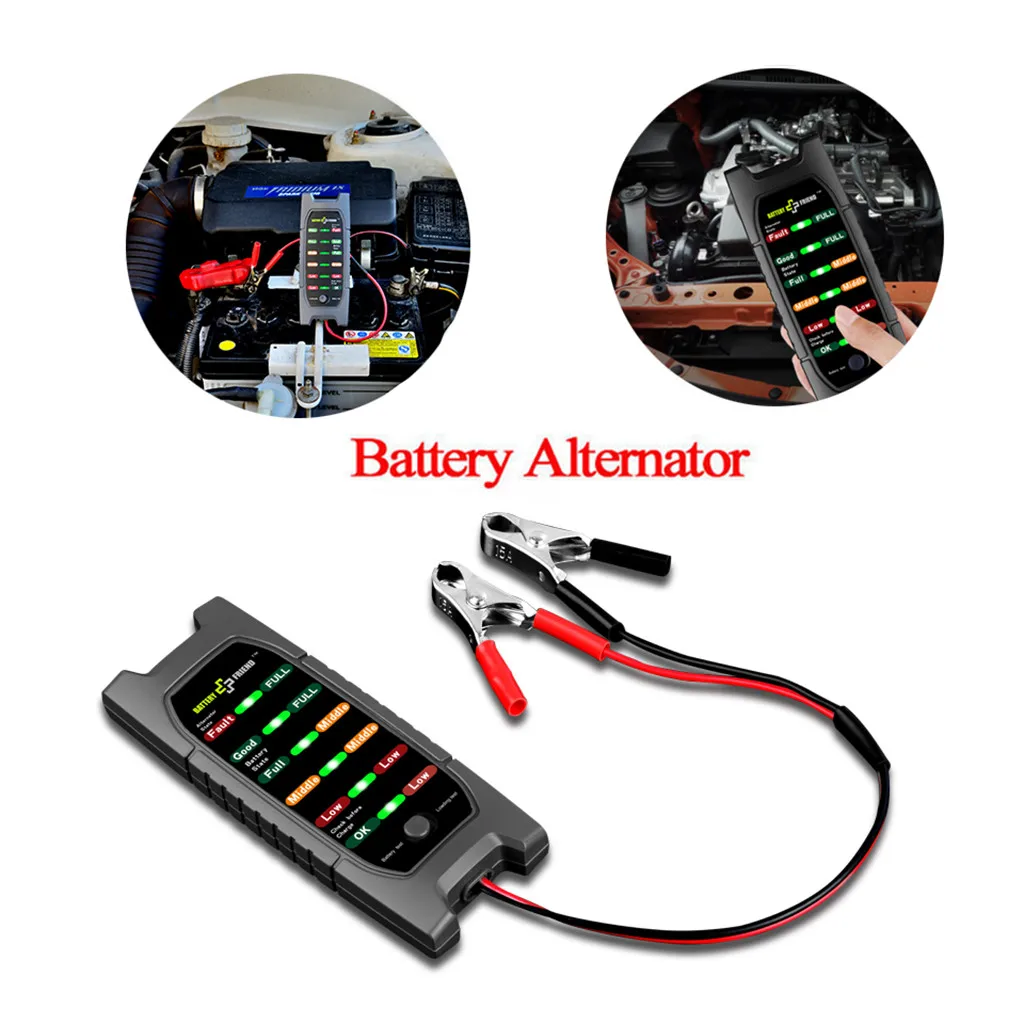 

12V Car Battery Tester Alternator Check Analyzer Lead Diagnostic Tool with 6 LED Universal Hight Quality Car Accessories