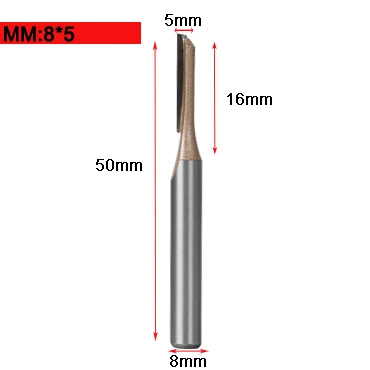 Tideway 8 мм хвостовик прямой деревянный маршрутизатор Набор бит плотник Фрезерный резак резка карбида вольфрама Концевая мельница Деревообрабатывающие инструменты - Длина режущей кромки: 8 X 5