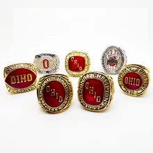 7pcs/set 1954/1957/1961/1968/1970/2002/2014 Ohio State Buckeyes National Championship Replica Ring with high quality wooden box