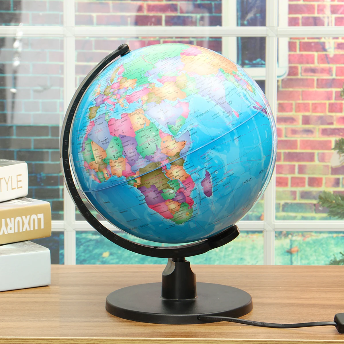 LED light World Earth Globe Map Geography Educational Toy With Stand