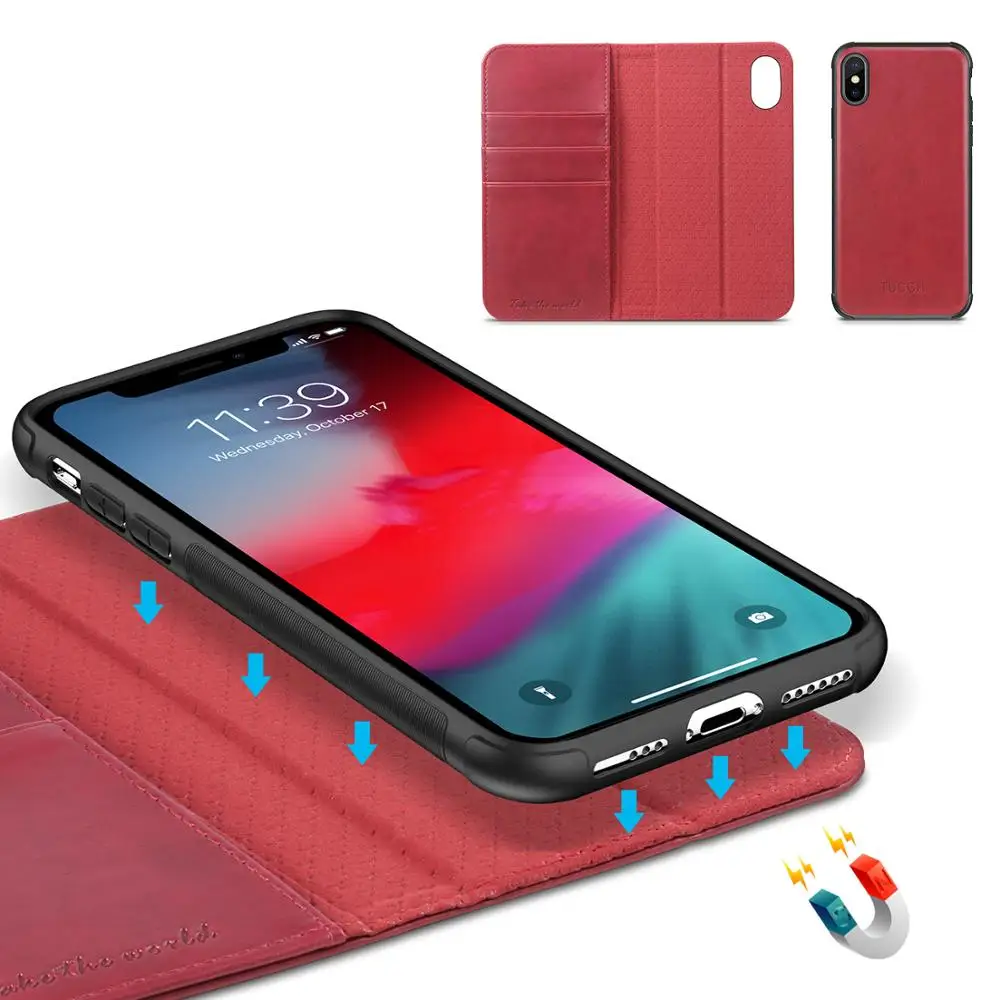 Чехол-бумажник tuch для iPhone XS, RFID Блокировка 2 в 1 Подставка для кредитных карт, чехол-книжка из искусственной кожи, тонкий Чехол-книжка