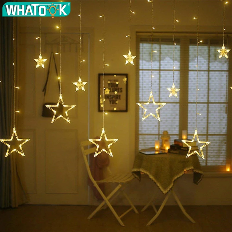 

Christmas Lights Outdoor Indoor 4.5M Star Curtain String Light 138 LED Lamp with 8 Flashing Modes Decoration for Wedding Home