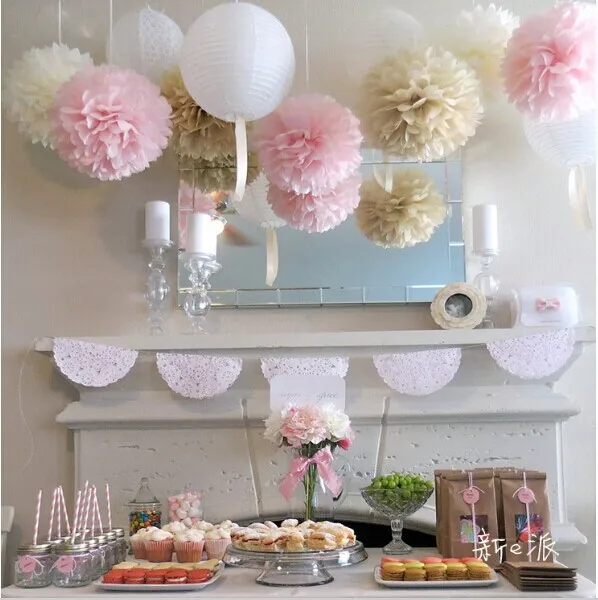 

Hot Sale 45pcs/lot mixed size (10cm,15cm,20cm) Tissue paper pom poms artificial flowers balls Wedding Decorative Props Supplies