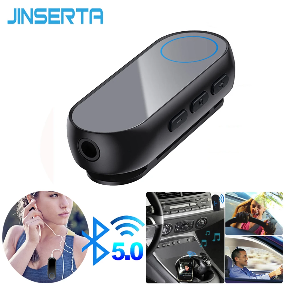 

JINSERTA Handsfree Bluetooth 5.0 Receiver Wireless Adapter Output AUX Car MP3 Player 3.5mm Audio Receiver for Earphone Headphone