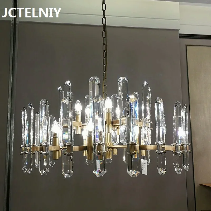 Luxury LED crystal chandelier modern minimalist living room chandelier