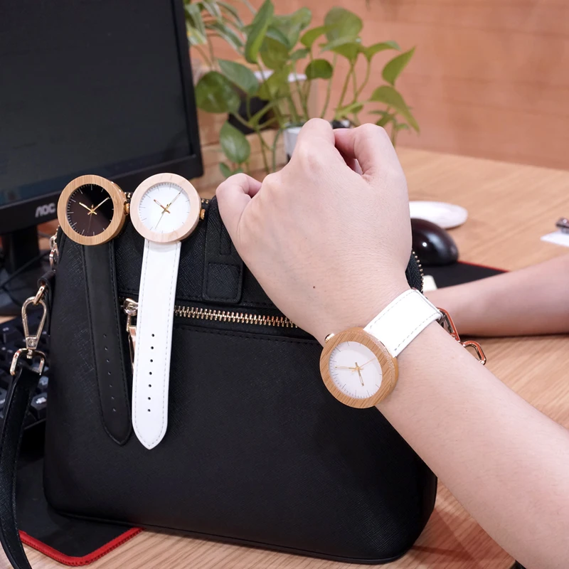 BOBO BIRD Women Watches Top Brand Design Wood Wristwatch for Womens Leather Band Ladies Gold Quartz clock in Wood box