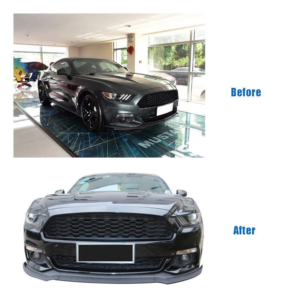 Front Bumper Lip Spoiler Splitters For Ford Mustang 2015 PP Matte Blak Glossy Black Not for Shelby GT350