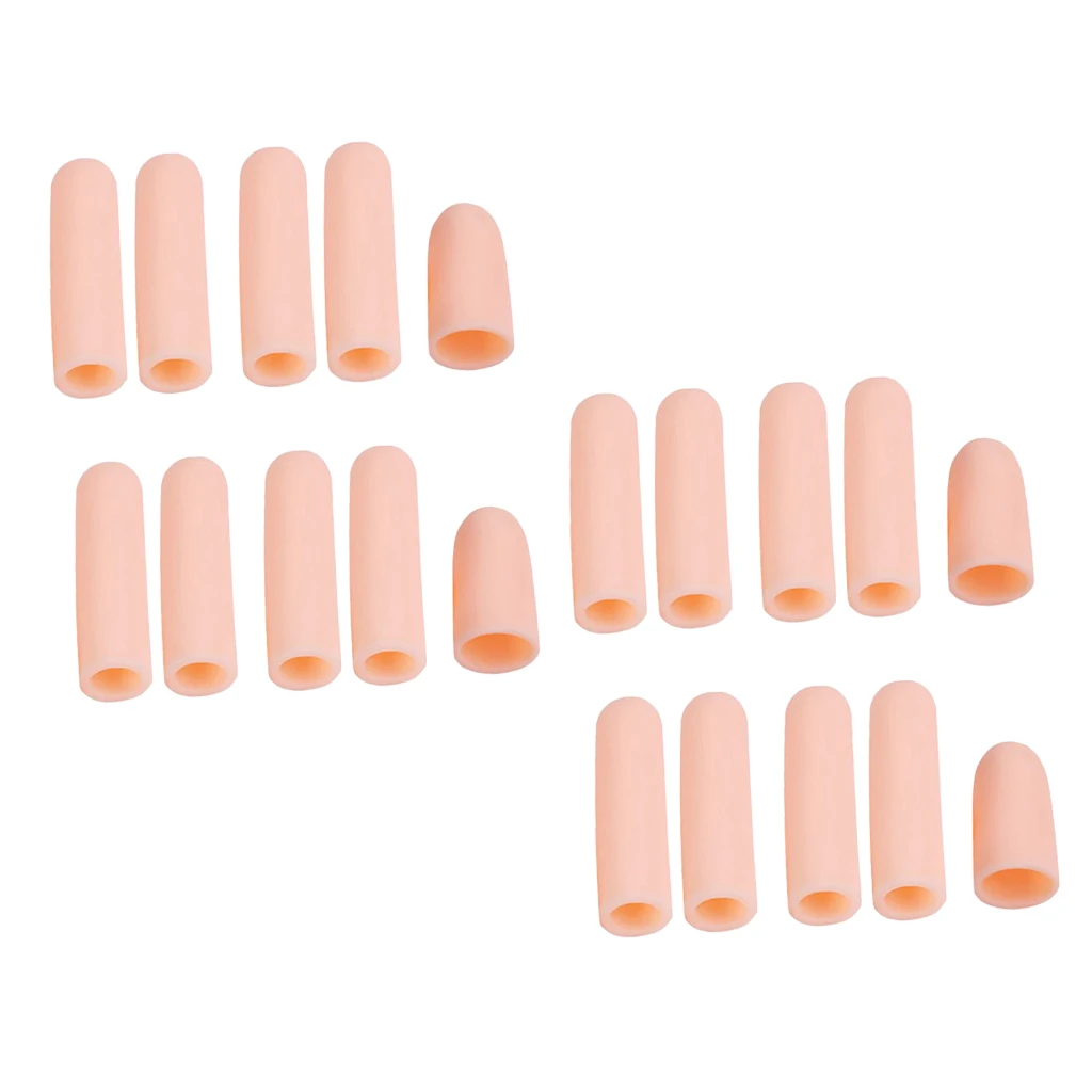 Pack of 20 Silicone Gel Thumb Sleeves Cap Tube Finger Protector Support for Arthritis - Skin