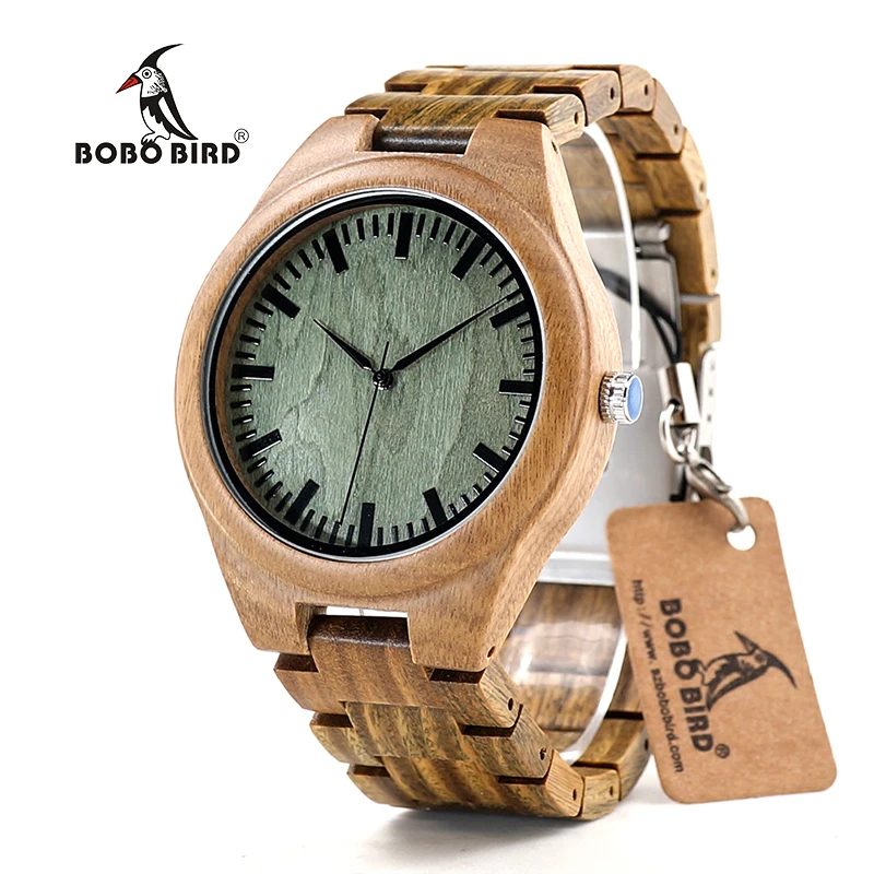 BOBO BIRD CdG19 Flavoty Discolor Mens Watches Green Sandalwood Quartz Male Watches with Faint Scent in Paper Box Drop Ship