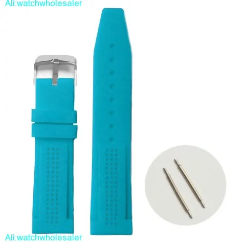22mm Sky Blue Color  Silicone Jelly Rubber Unisex Watch Band Straps WB1075P22JB