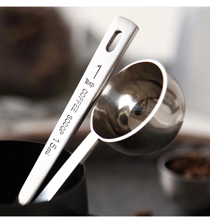 2Pcs Measuring Spoons Metal Coffee Scoop Stainless Steel Measuring Spoon Long Handle Spice Scoop Tablespoon Kitchen Accessories (4-1)