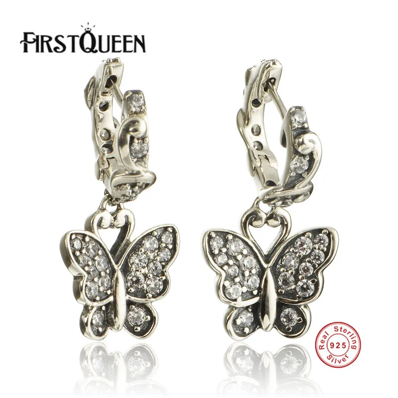 

FirstQueen 925 Sterling Silver Butterfly Earrings DIY Earrings for Women Brincos Fine Jewelry Bijoux