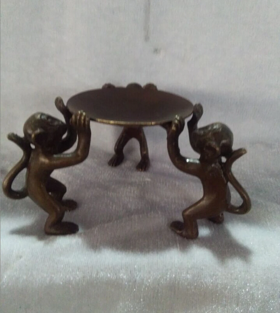 

Home Decorated Handwork copper Carving 3 Monkey statue The Candle Holder/ Candlestick