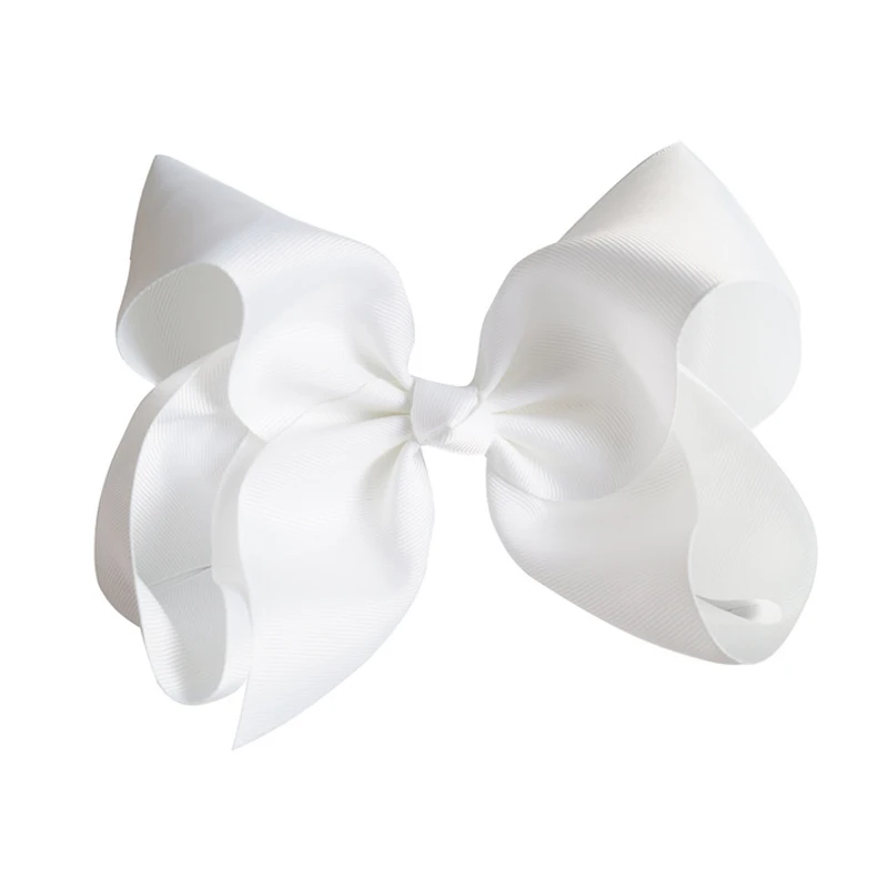 CN 8 Inch Solid Large Hair Bow For Girls Kids Handmade Grosgrain Ribbon Bow With Clips Boutique Hairpins Hair Accessories