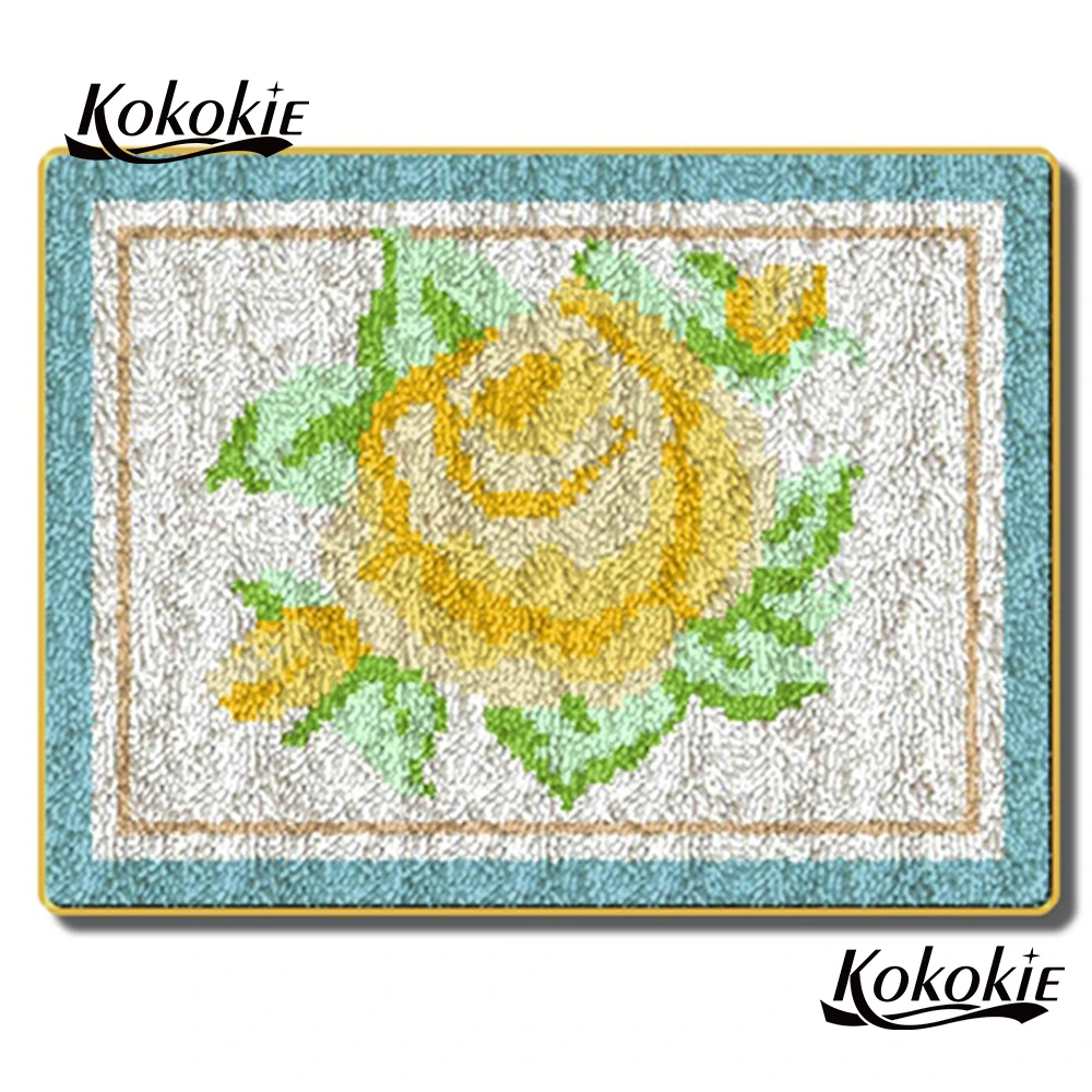 Diy Latch Hook Rug Flowers Tapestry Kits 3d Canvas Printing Foamiran For Needlework Accessories