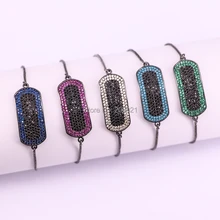 10 шт модный медный черный браслет с цепочкой, браслет с микро кубическим цирконием, ювелирные изделия