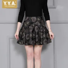 Высококачественные Новые Брендовые женские юбки из натуральной кожи овчины с принтом, уличная трапециевидная плиссированная юбка с высокой талией, большие размеры S-4XL