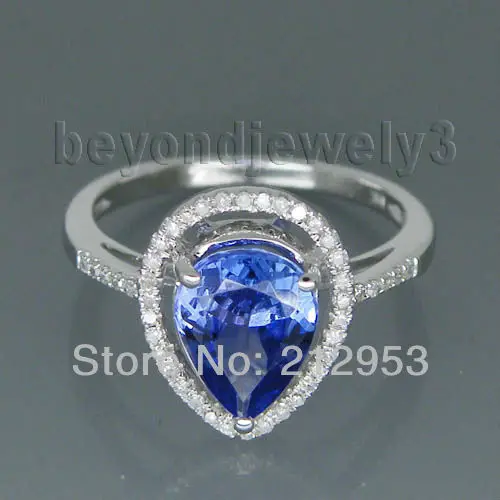 

Vintage Pear 9x7mm Solid 14Kt White Gold Tanzanite Ring for Women Jewelry Gift G090350