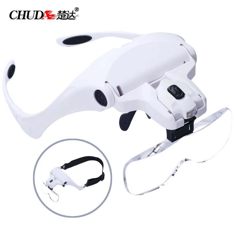 

CHUDA 5 Lens Eyeglasses Bracket Interchangeable Magnifier With Led Light Headband Magnifying Glasses For Repair,Sewing,Painting