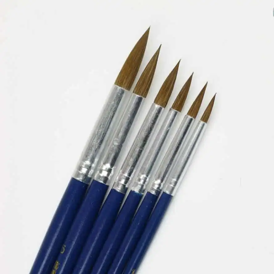 Kopen 6 stks haren kwast aquarel acryl schilderen borstel piek rij borstel Set Gouache Borstels Kunst Levert