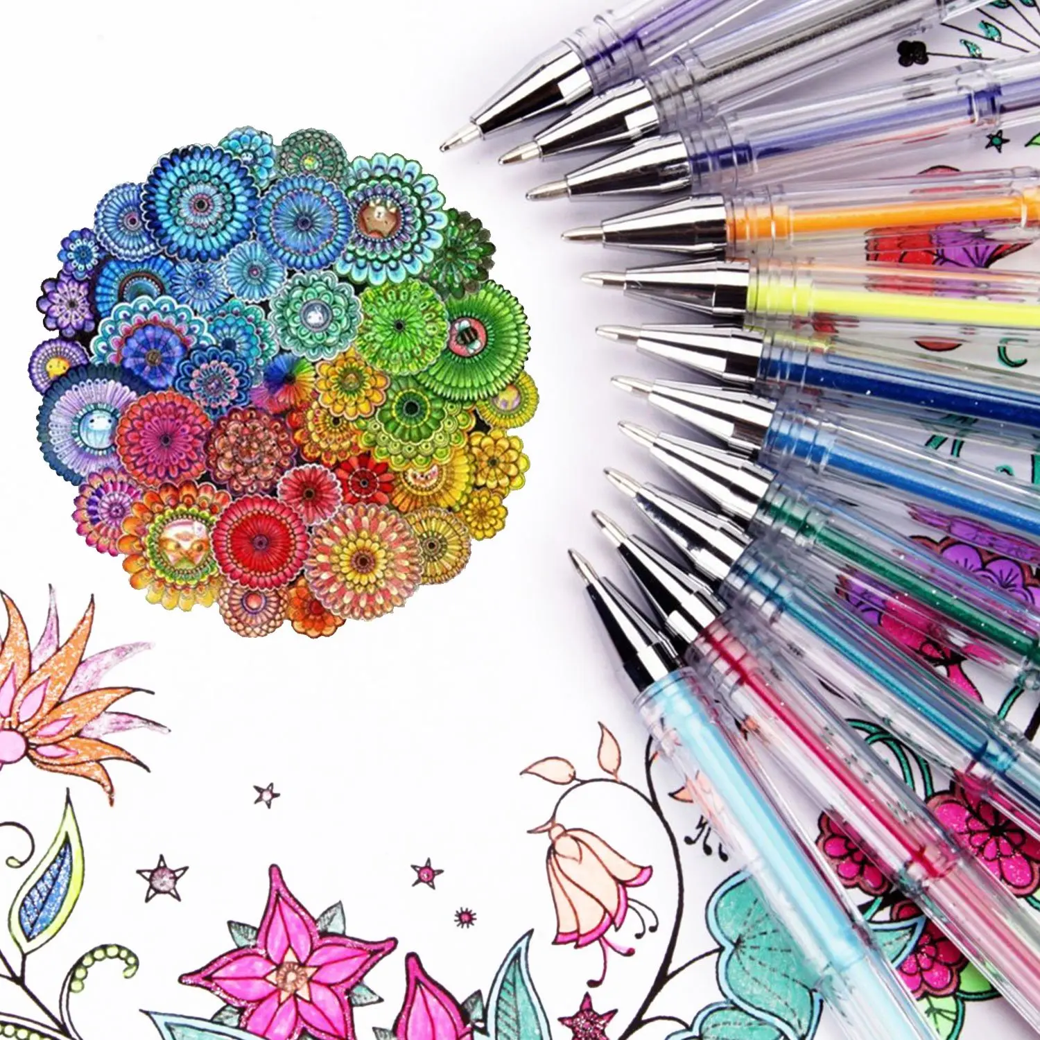 Umitive 48/60/100 Pcs Gel Pens Set Glitter Metallic Gel Sketching Drawing Color Pen School Office Stationary Supplies