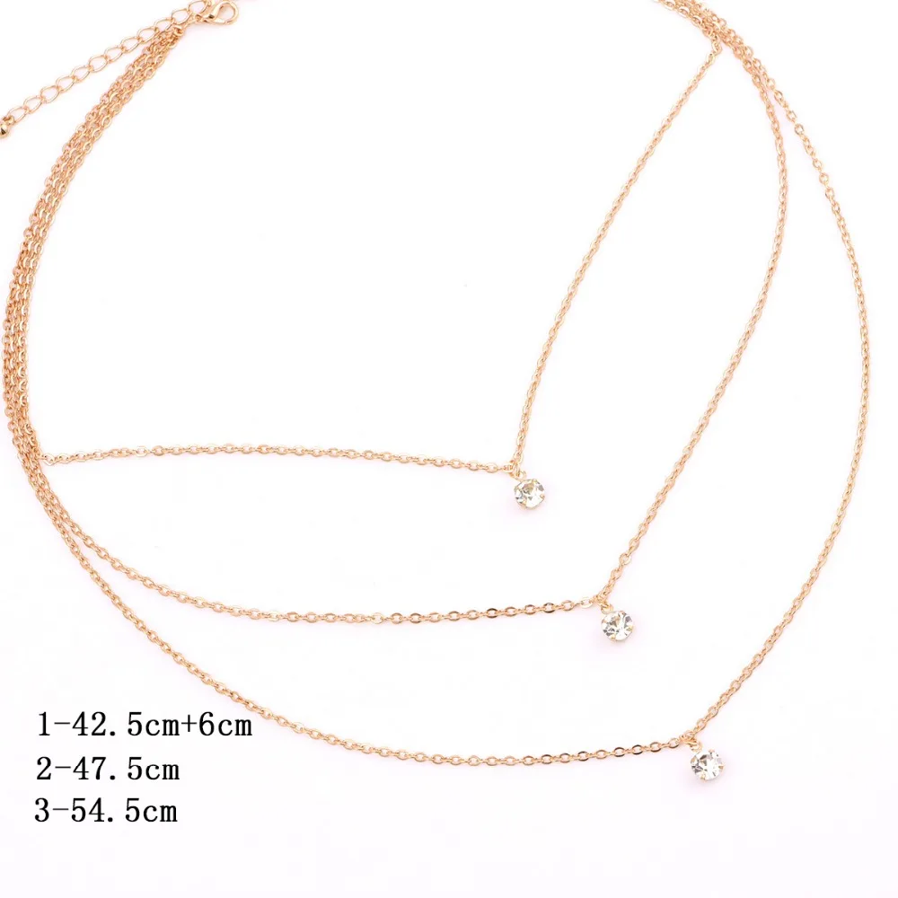 Fashion accessories jewelry New Bohemia 3 layer chain link stone necklace gift for women girl wholesale N1614