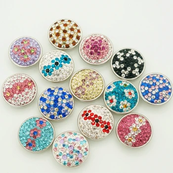 

Hot sale 50pcs/lot High quality Manual mixed Colorful 18mm Metal Snap Button Charm Rhinestone Styles Button charm Snaps Jewelry