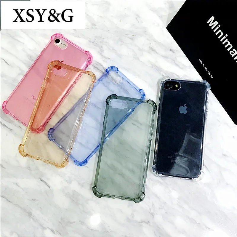

Fashion Shockproof Transparent Phone Cases For iPhone 6 Case For iphone 7 6 6S 8 Plus X Case Silicone Anti-knock Clear Cover