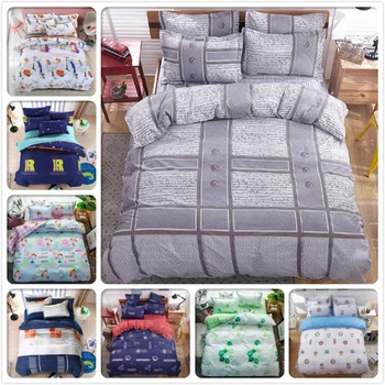 

Gray Stripe Plaid Bedding Sets 3/4 pcs Bedclothes Kids Single Double Queen King Size Duvet Cover 1.5m 1.8m 2m Bedsheet Bedlinens