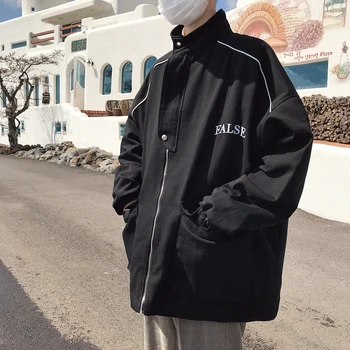 

Lovers Embroidery Cowboy Jacket Men Autumn Winter Clothes Loose Coat Harajuku Dress StreetWear Military Windbreaker Hip Hop