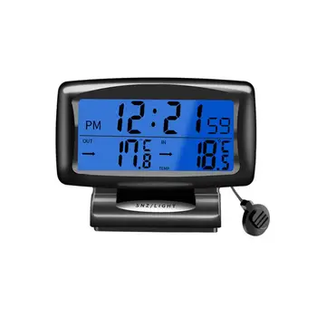 

Indoor Outdoor Temperature Detector Car Electronic Clock Thermometer Luminous Display Two In One Thermometer Clock