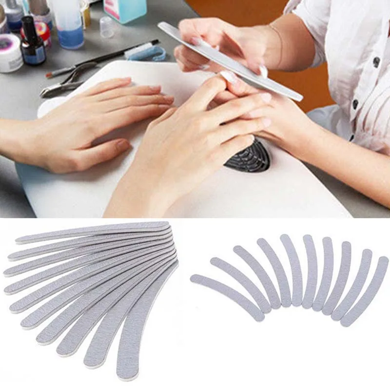 

10 Pcs/lot Professional Nail Files Sanding Manicure Pedicure Care Tools 100/180 Curve Buffer Double Side Nail Art Polish Tips