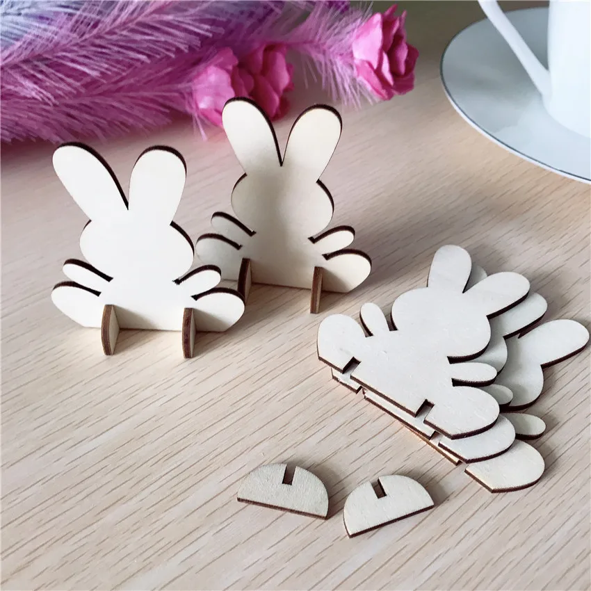 10 шт. деревянный Пасхальный кролик милый 3D DIY креативный домашний декор украшения