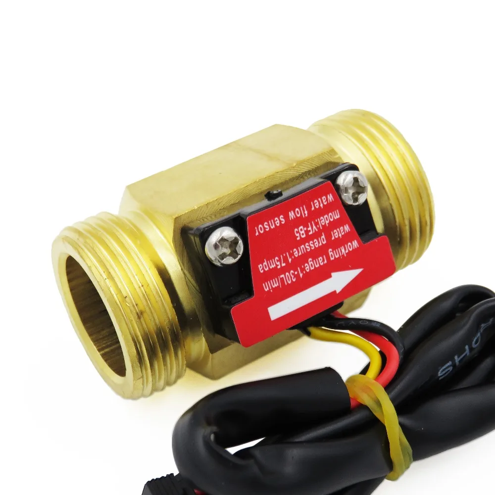 Hall Effect Water Flow Sensor Counter Indicator Flowmeter G3/4 DN20 Male Thread Brass 1-30L/min 50mm Long water flow switch,turbine flow sensor