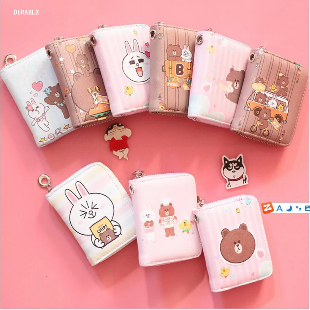 18 NEW Zipper Pattern Cartoon Candy Color Short Wallets Multilayer Korea Style Sweet Girl Mini Wallet Multi Function Money Bags | Багаж и