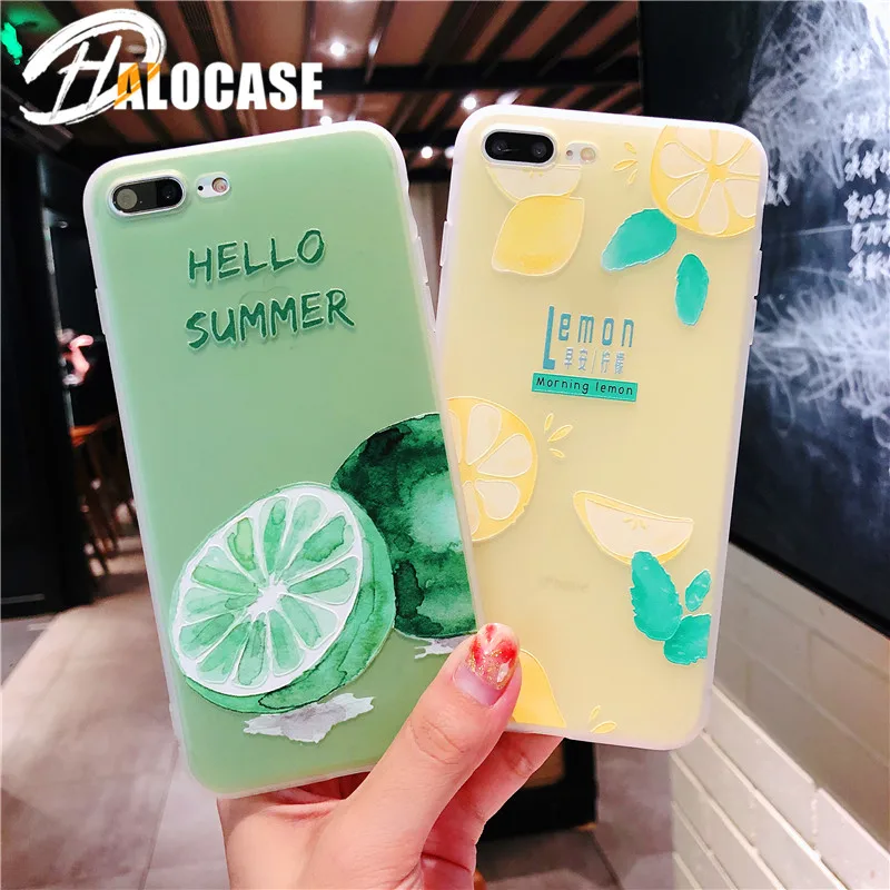 

Summer lemon simple phone case for iphone X XS XR XS MAX colorful Fruit Fun style soft TPU Cover for iPhone 7 8 6 6s plus