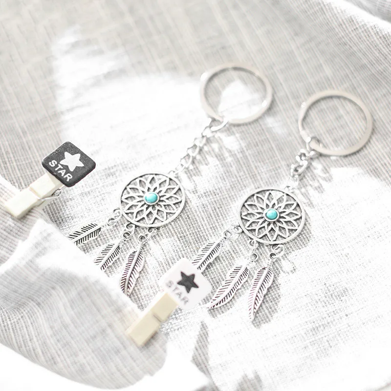 

Silver Color Mini Dreamcatcher Pendant Keychain & Bag & Car Decoration & Gift Made with Alloy Wind Chimes Spinner Metal
