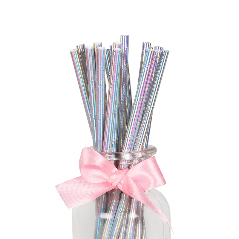 25 шт. бумажные радужные одноразовые трубочки Свадебные украшения на день рождения Детские соломинки вечерние принадлежности - Цвет: 25