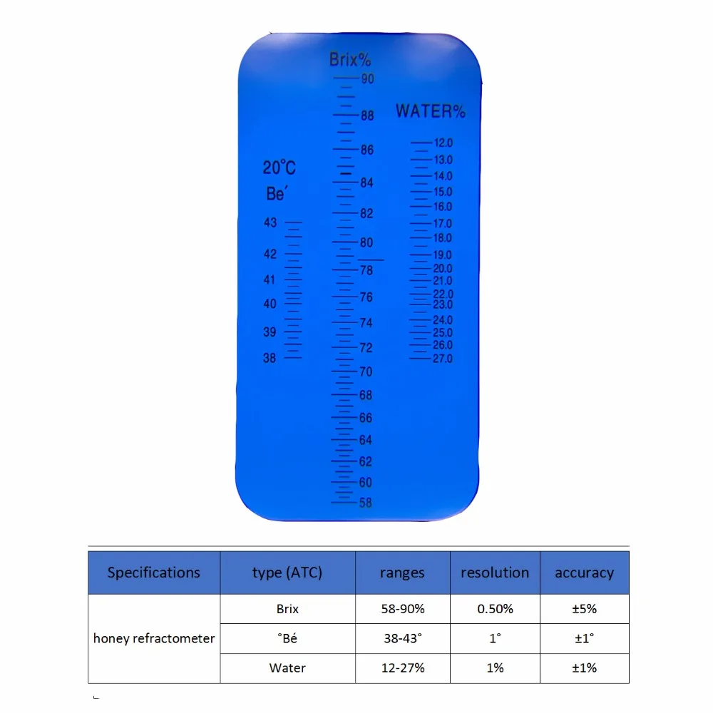 Рефрактометр мед ATC 58-90% Brix 38-43 ° Be baume 12-27% воды 3в1 весы для пчеловода сахара метр мед тестер рефрактометр