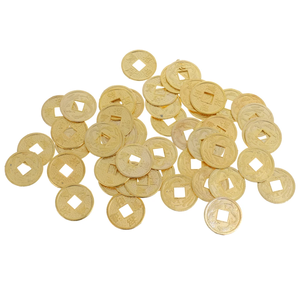 Phenovo 50 Pieces Feng Shui Coins Chinese Ancient Fortune Coins 0.9'' Diameter I Ching Money Charm Jewelry Findings