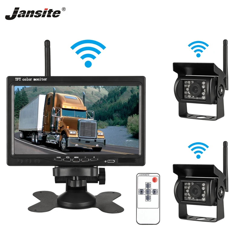 

Jansite 7 "Wireless Car Monitor TFT Two Car Rear Camera Monitor Parking Rear View System Lens Switching Support Truck