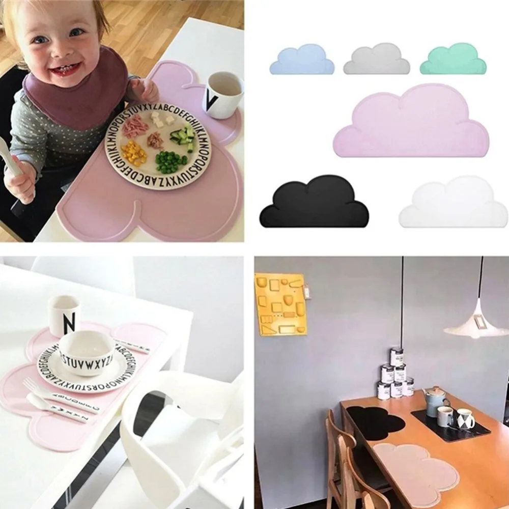 1Pc Cloud Shaped Waterproof Silicone Placemat Bar Mat Baby Kids Plate Table Set Home Kitchen Pads | Дом и сад